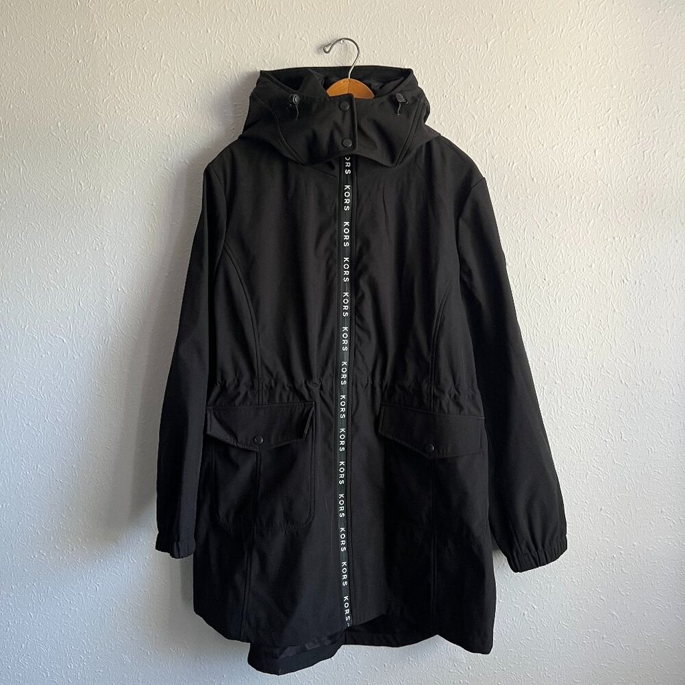 Michael Kors Black Hooded Anorak Rain Jacket Stylish - Size XL